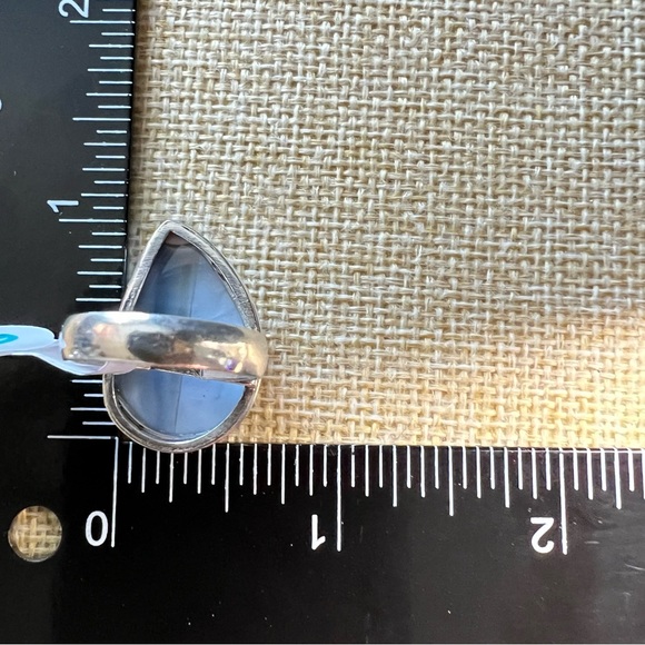 New Blue Owyhee Opal Stone Sterling Silver Overlay Ring Size 6 - Picture 5 of 6